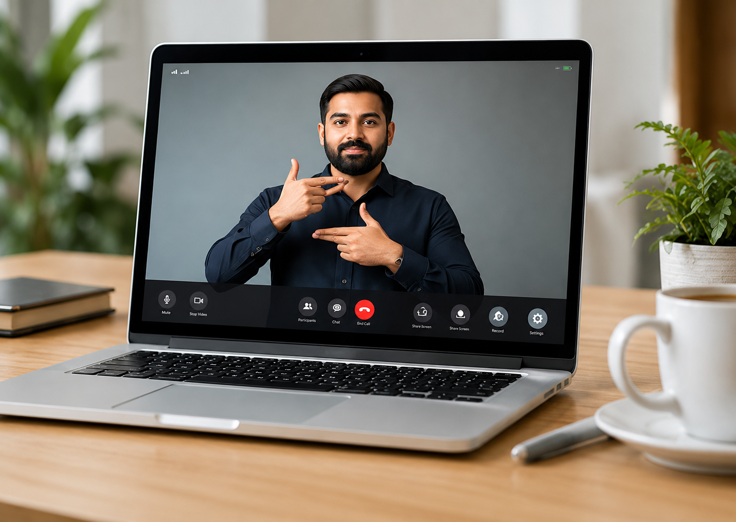 Professional joining an accessible video-support call
